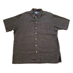 Vintage Polo Ralph Lauren Clayton 100% Linen Size XL Mens Black Button Up Shirt